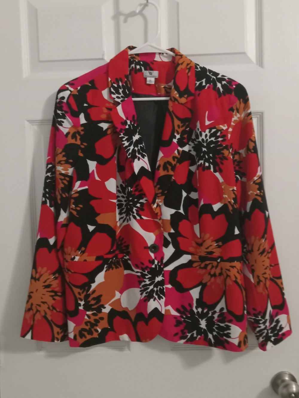 Worthington Floral Blazer Jacket - Red, Pink, Orange, Black, White